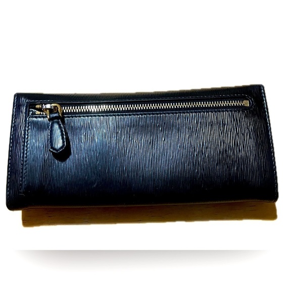 PRADA Milano Saffiano Leather Long Cont.Wallet, Blk/Gold Hardware no card case - Picture 8 of 13